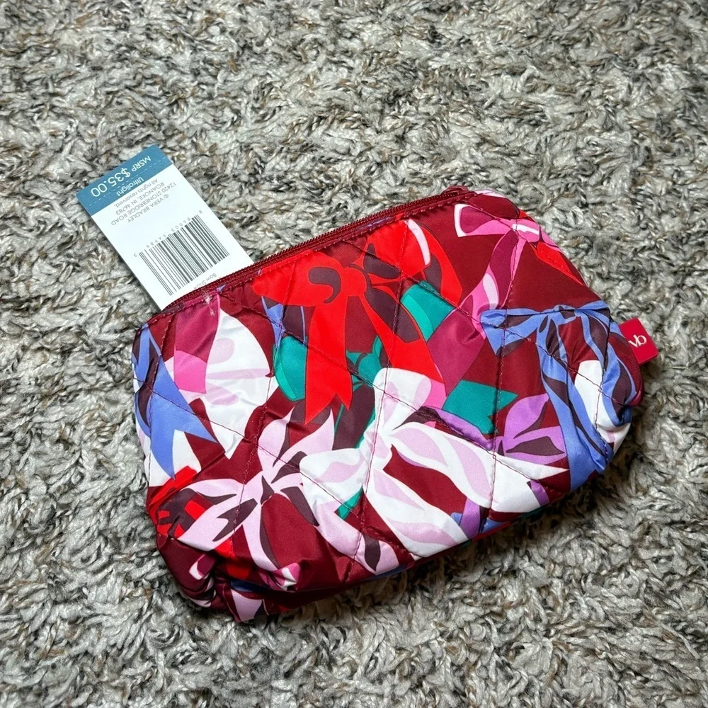 Vera Bradley Quilted Floral Print Wristlet Pouch in Red and Pink